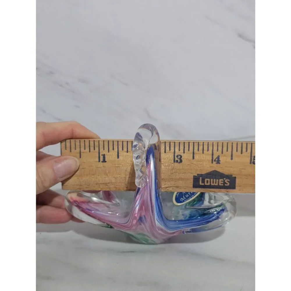 Murano Vintage Hand Blown Swan Multi Color Candy Dish Or Ash Tray